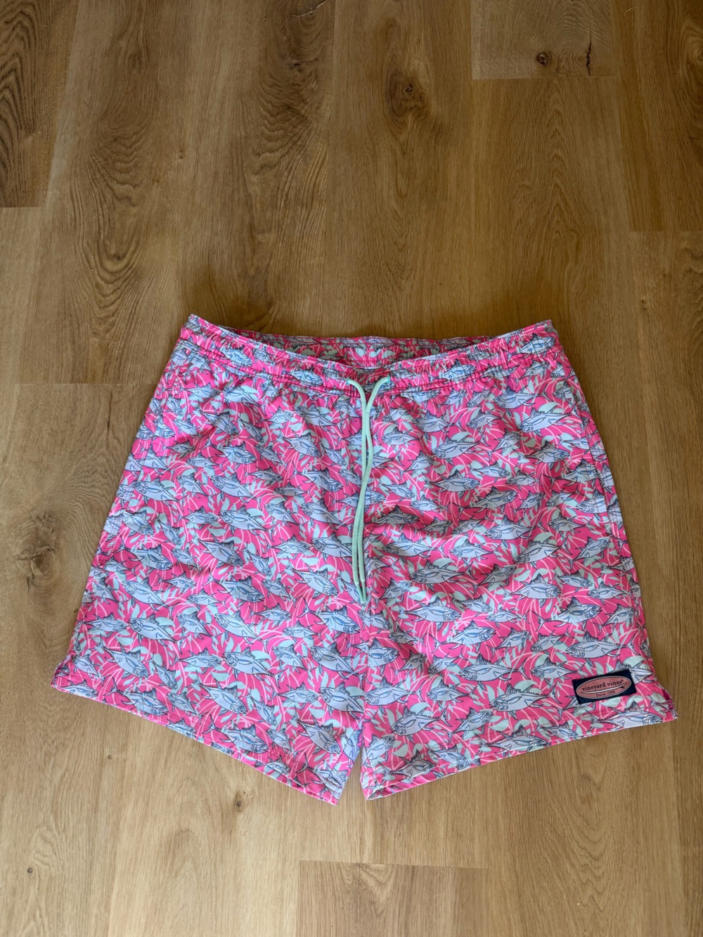 Vineyard Vines Pink & Light Blue Tropical Print Men’s Bathing suit